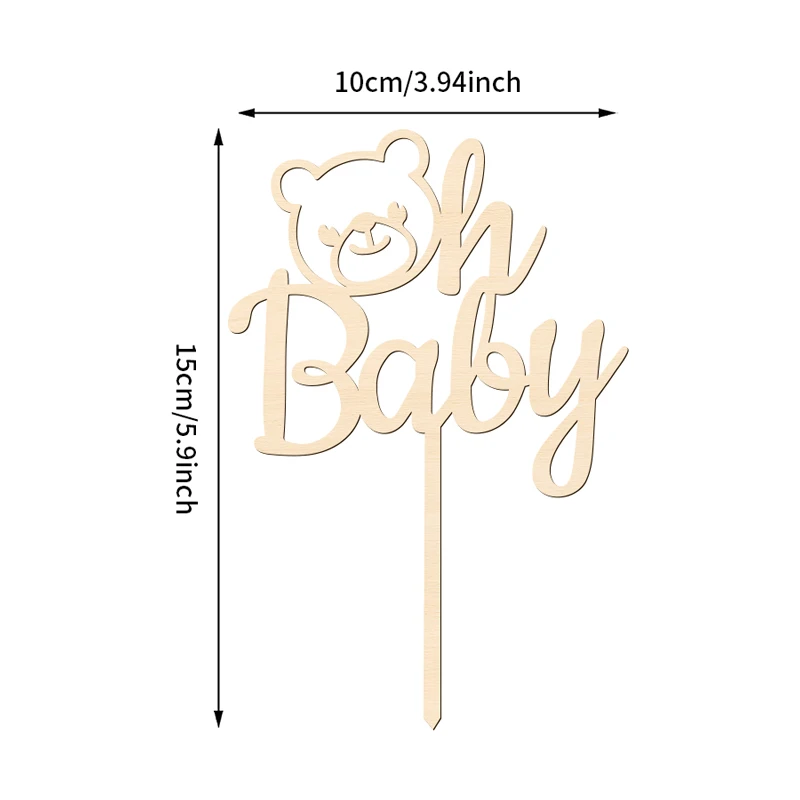 YOMDID Oh Youngster Tortenaufsatz aus Holz mit Bärendekor für Babyparty, Geschlecht offenbaren, Geburtstagsfeier, Kuchendekoration – Detail 4