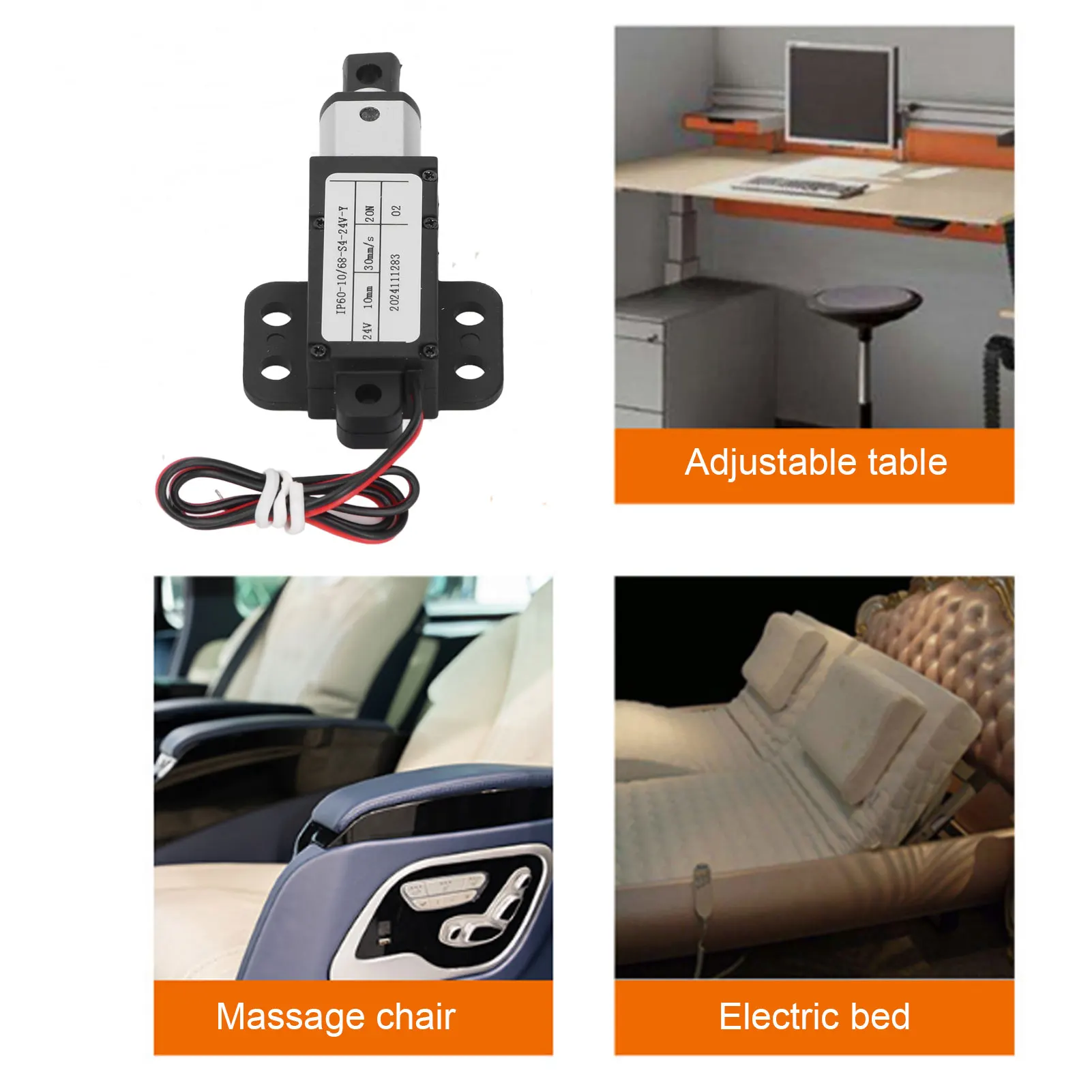 Mini Electric Linear Actuator Linear Actuator 30mm/s 10mm Stroke Short Circuit Safety 24V 20N for Industrial Equipment Machine