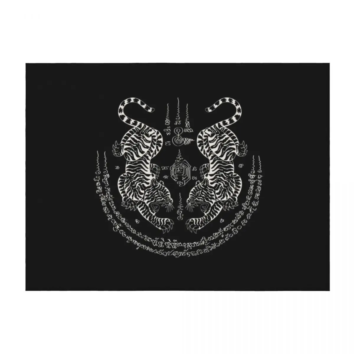 

Sak Yant Thai Tattoo Twin Tiger Muay Magical Thailand Igloo White Throw Blanket Thermals For Travel manga Blankets