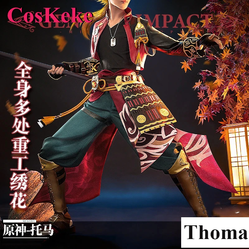 

CosKeKe Thoma Cosplay Costume Hot Game Genshin Impact Handsome Combat Uniform Full Set Men Halloween Party Role Play Clothing