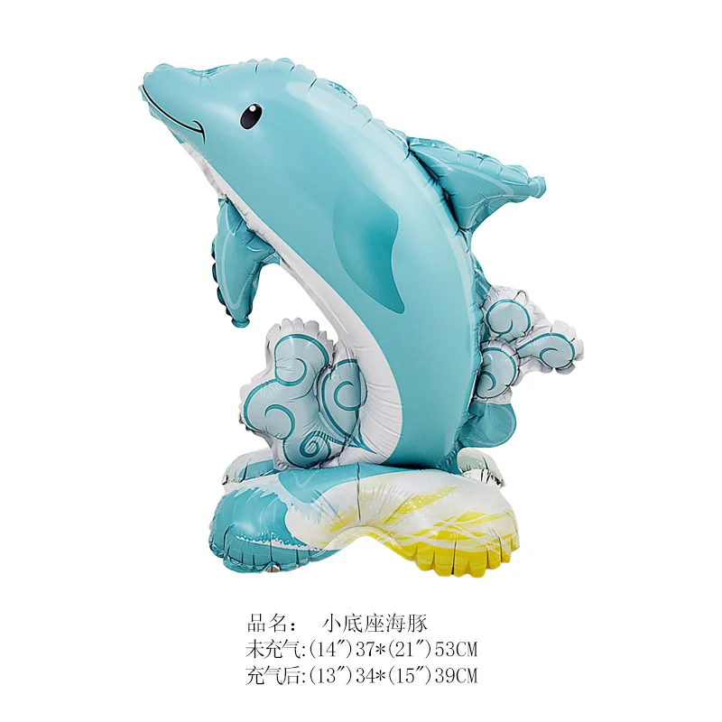 Inflatable Sea Animals Balloons Stanging Shark Fish Dolphin Octopus Sea Horse Balloons Ocean Foil Balloons Birthday Party Decor