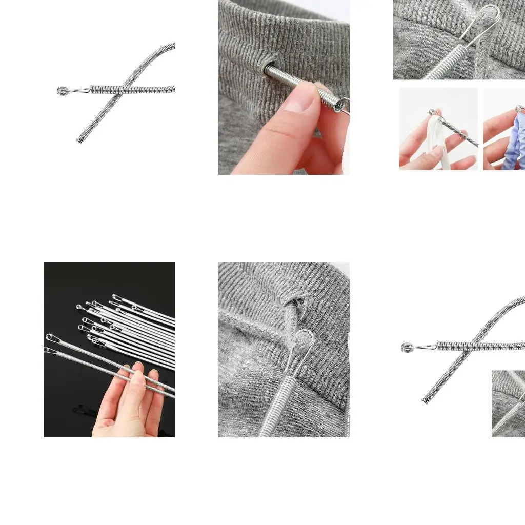  5Pcs Steel Metal Drawstring Threader Flexible Spring Action Elastic Cord Threader Easy Quick Insert Rope Threading Tool