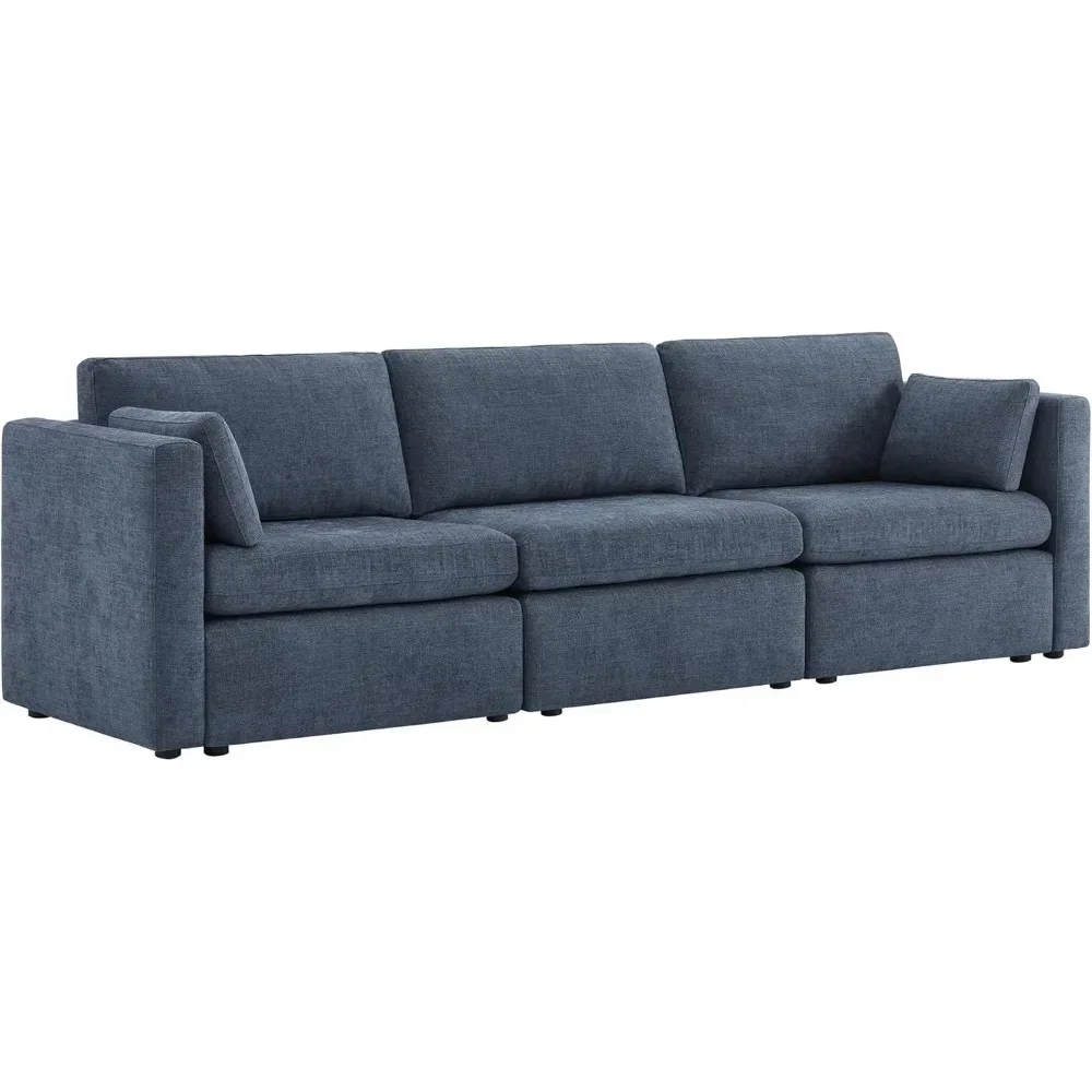 3 modern modular sofas, oversized modular segmented convertible fabric sofa set, width 112 inches, blue