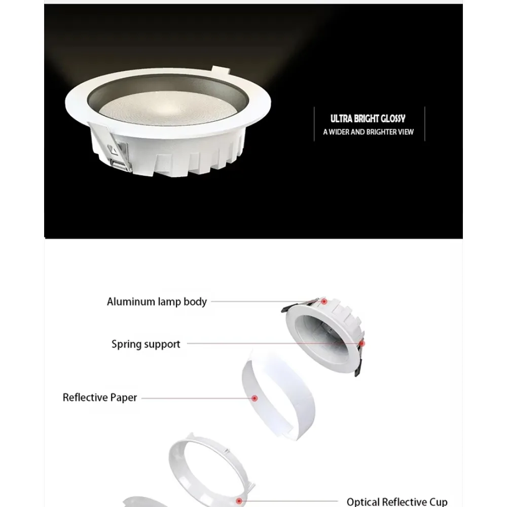 Picture 7: Square Recessed LED Downlight Ceiling Mounted Anti-Glare LED Downlight for Home Office and Living Room