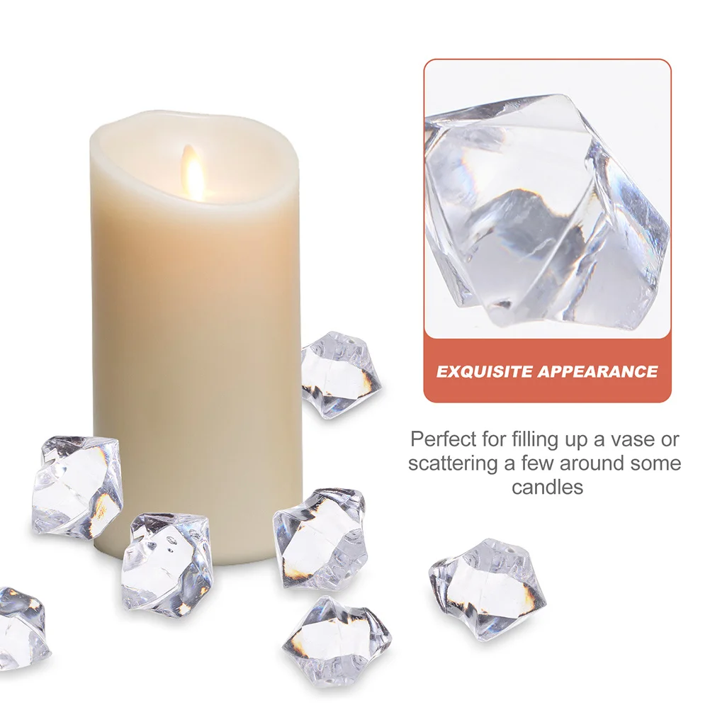 

260Pcs Clear Fake Ice Cubes Hard Material Non Deformable for DIY Projects Decorative Ice Cube Prop Photography Props