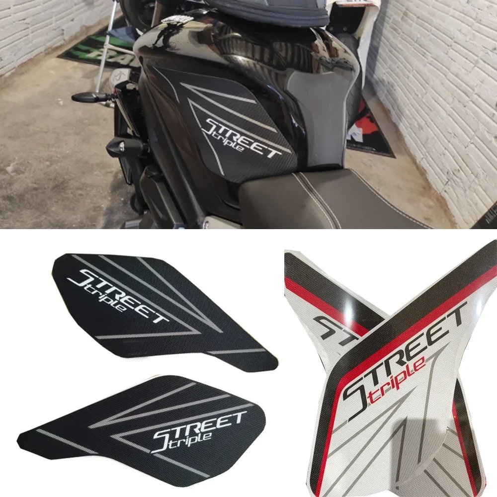 

Motorcycle Accessories for Triumph Street Triple Traction Pad Side Fuel Tank Protector Knee Grip Stickers 765 R S 675 2013-2022