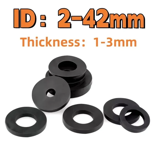 Arandela plana negra, juntas planas de goma de 2-42mm, arandelas de sellado antiaceite, junta tórica impermeable, absorción de golpes para grifo, manguera de agua