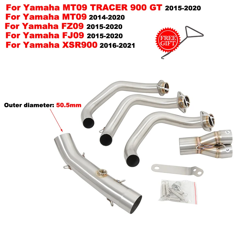 Motorcycle Exhaust System Front Link Pipes Connecting 51mm For Yamaha FJ09 MT MT09 TRACER 900 GT MT-09 FZ-09 XSR900 2014 - 2021