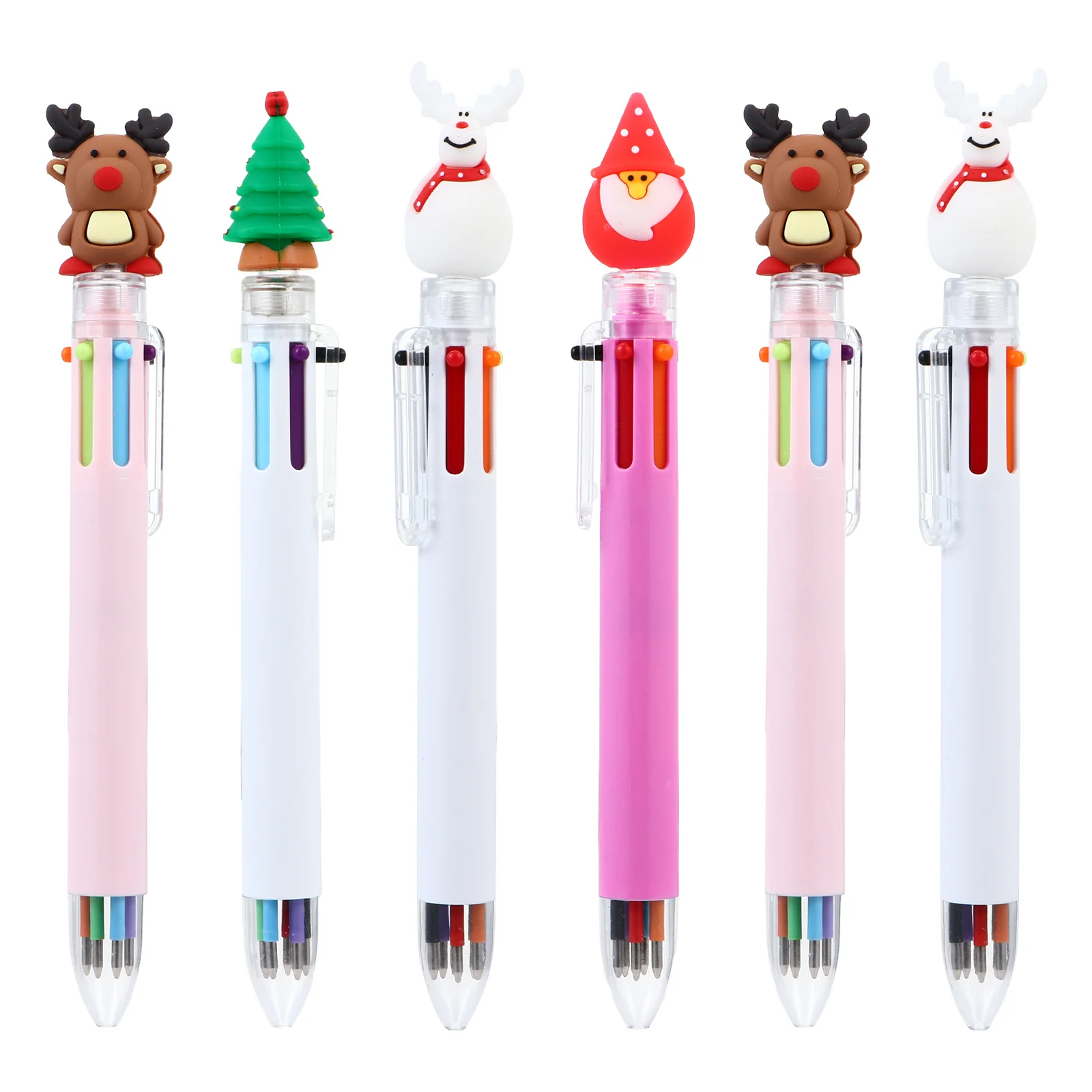 

6pcs Christmas Lovely Cartoon Design Writing Gift Xmas Theme Ink Plastic Gel Pen Writing Xmas Theme Gel Pen Tool