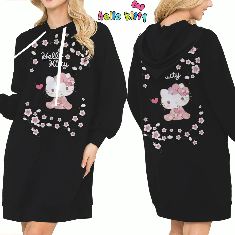 Hello Kitty Top Y2k Clothes S-3XL Kawaii 2024 Lovely Autumn/winter Sweatshirts Women\'s Hoodie Dress Anime Streetwear Hoody Woman