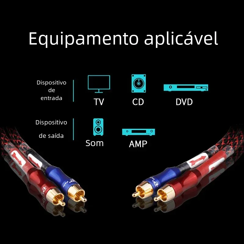 Yyaudio par estéreo de alta fidelidade cabo rca de alto desempenho premium hi-fi áudio 2rca para 2rca cabo de interconexão