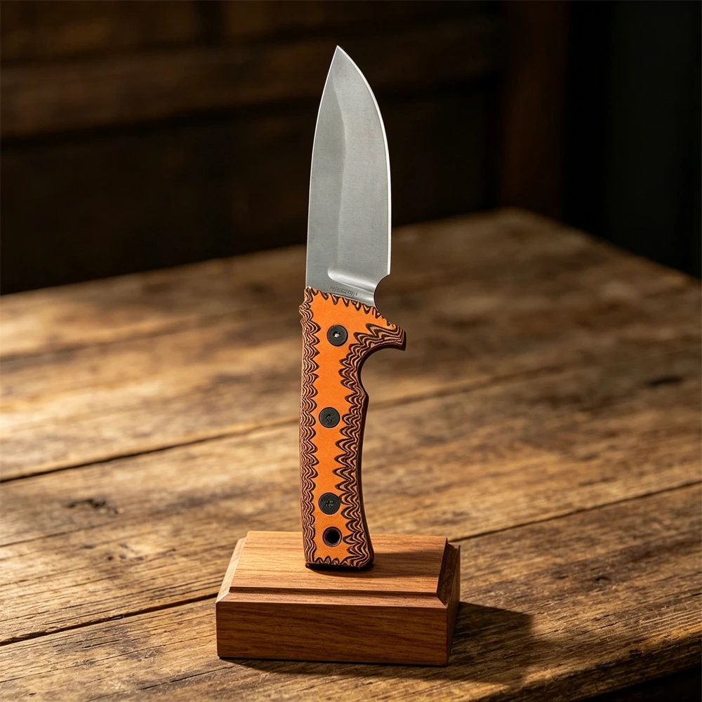 

Outdoor Hunting Straight Knife 8Cr13Mov Full Tang Fixed Blade Knives Orange G10 Handle Camping Hiking EDC Gear
