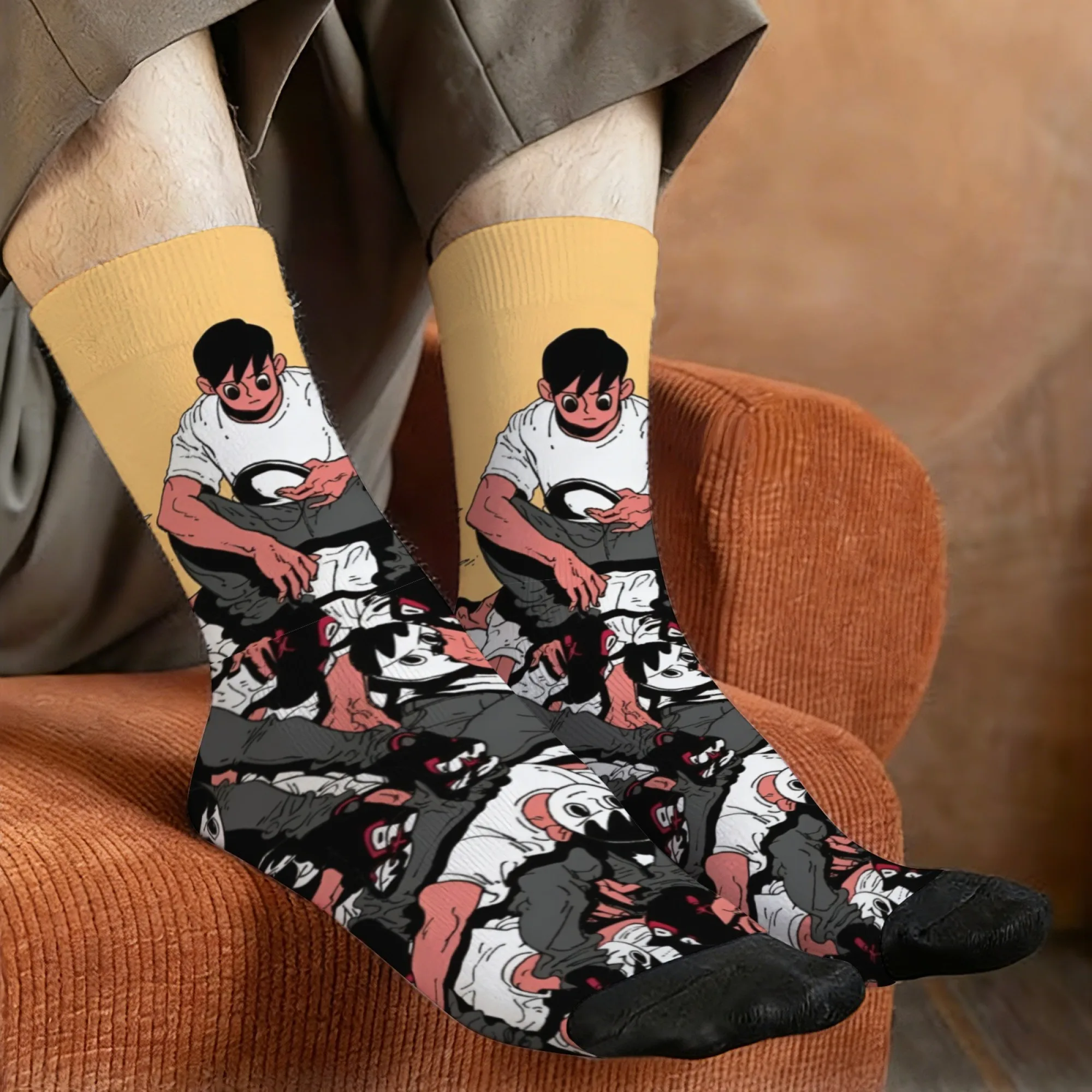 

Мужские носки в стиле Харадзюку в стиле ретро в темном сюрреалистическом многослойном стиле, новые мужские повседневные носки с уличным комиксами, веселый подарок на вечеринку и праздник.