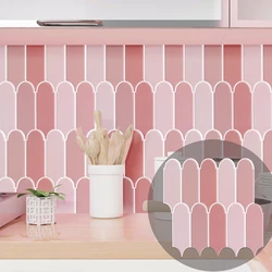 10 pieces Pink Vinyl Wallpaper 3D Design Premium Peel And Stick Backsplash Wall Tile Sticker For Bathroom Kitchen Bedroom