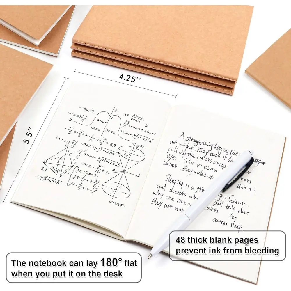 Quaderni di schizzi A6 sfoderati, quaderni Kraft da 48 pagine per disegnare, scrivere e appunti, ideali per bambini, studenti e ufficio