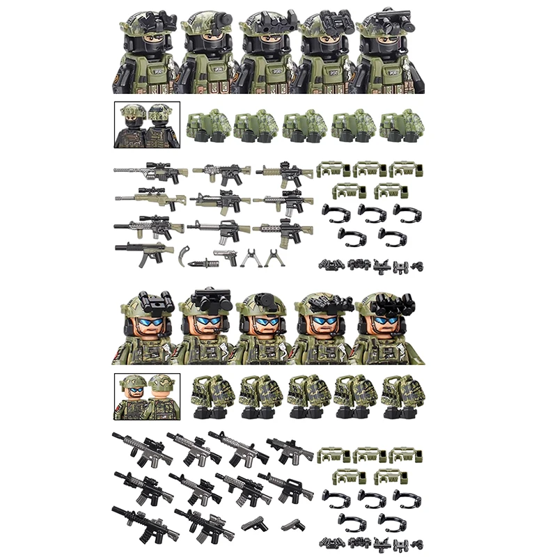 Amerika Armee Kampfuniform Spezialeinheiten Figuren Bausteine Stadt US Special Air Service Soldat Militär Waffen Spielzeug