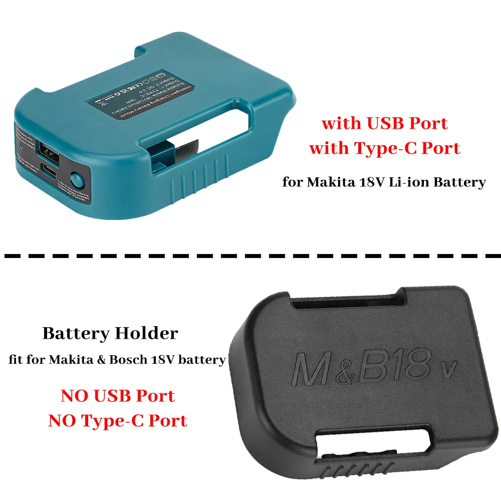 Battery Holder Belt Buckle with USB with Type-C for Makita 18V Li-ion Battery BL1850 BL1860 Battery Adapter Fast Charging