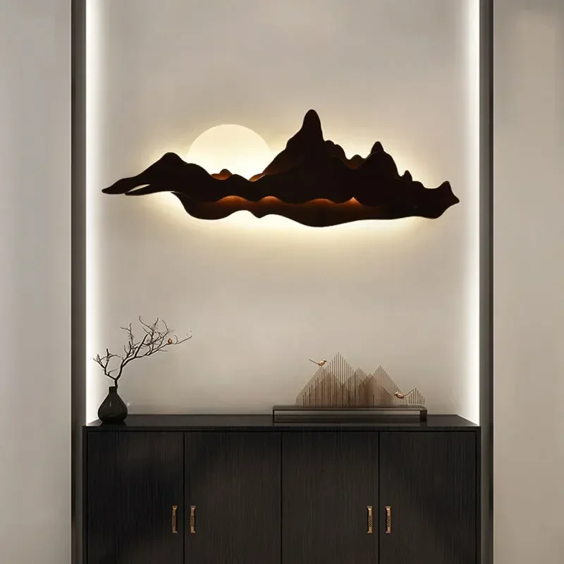 Living Room Hall Bedroom Cabin Background Wooden Wall Lamp Modern Home Decoration Art Led Wall Light For Bedside Corridor Stair