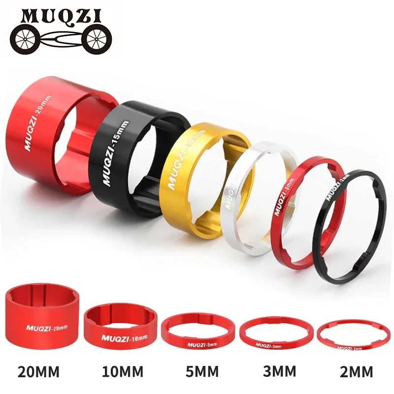 

MUQZI 6PCS Headset Washer 2/3/5/10/15/20mm Aluminium Alloy Washer 28.6mm Fork Tube Spacer MTB Stem Spacer Bicycle Accessories