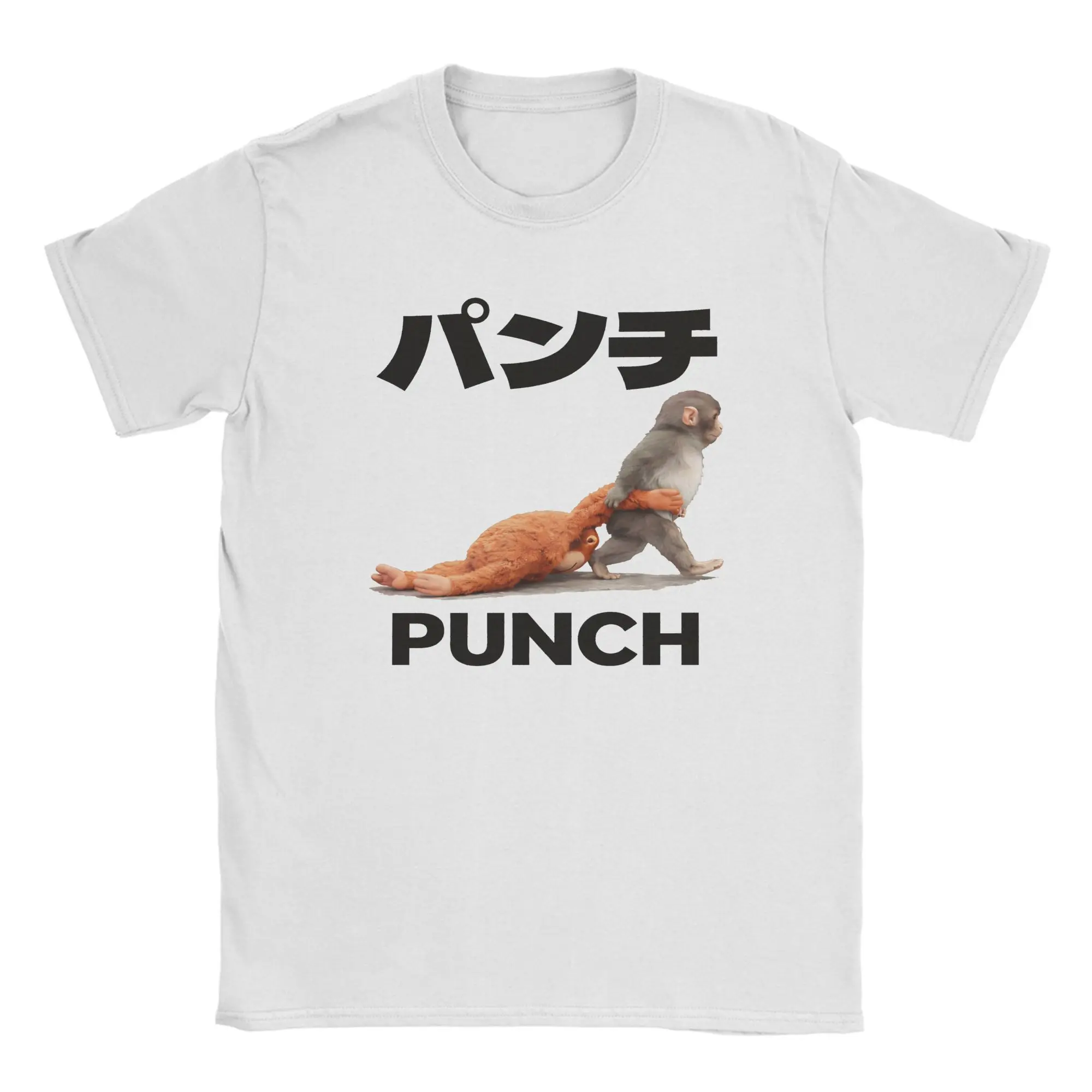 Men T-Shirts Punch Monkey Awesome Pure Cotton Tees Short Sleeve  T Shirt Crewneck Tops Gift