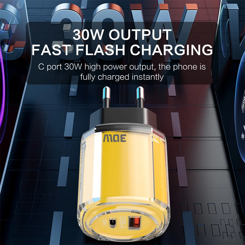 30 واط USB C شاحن سريع الاتحاد الأوروبي/الولايات المتحدة/المملكة المتحدة التوصيل الجدار شاحن شحن سريع 3.0 آيفون سامسونج شاومي هواوي مهايئ شاحن الهاتف المحمول