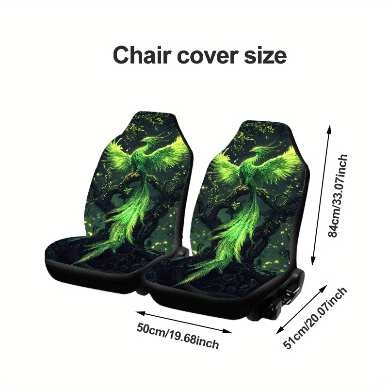 1 مجموعة الخيال فينيكس الأخضر ريشة غطاء مقعد السيارة العالمي طوال العام ، 2 قطعة/5 قطعة عالية الظهر أنيقة مقعد السيارة يغطي مجموعة كاملة ، Uni