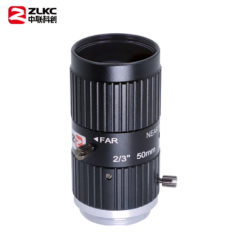 ZLKC FA Lens 50mm C Mount 2/3 Inch Low Distorsion 6 MP Manual Iris F2.8 Machine Vision CCTV Parts Macro Lenses for Basler Camera