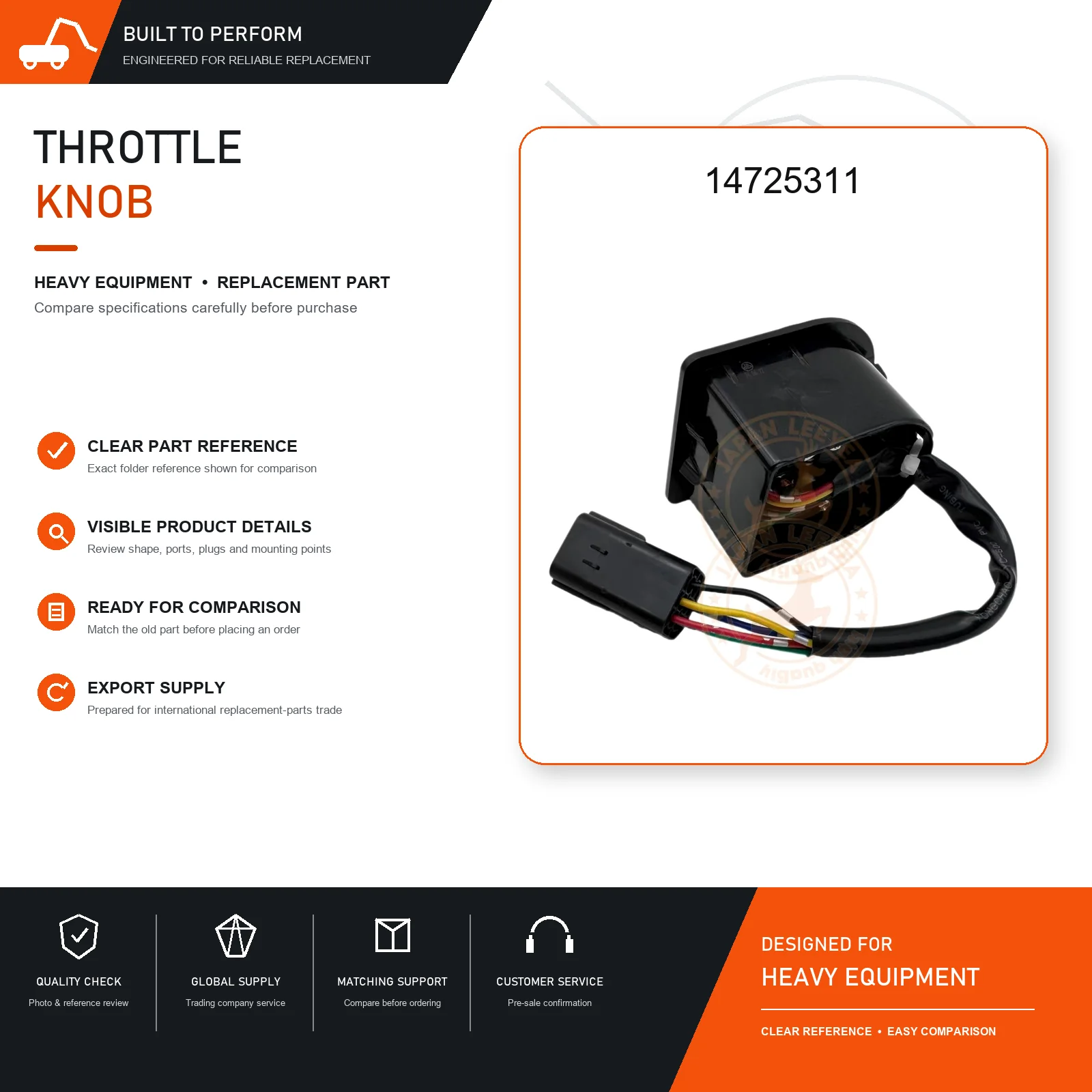 14725311 Excavator Throttle Knob Switch Replacement for EC140D, EC220D, EC250D, EC350D, EC380D, EC460D and EC480D Heavy