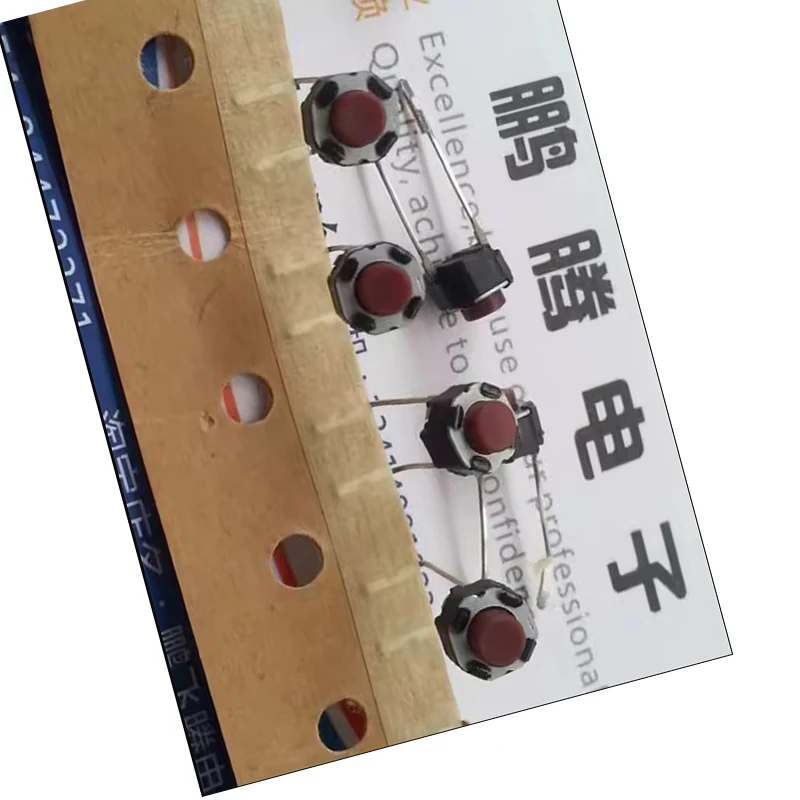 25pcs/lots Imported  Tactile Switch 6*6*5mm EVQ11G05R Direct Insertion 2-pin Red Head Keypad Micromotor