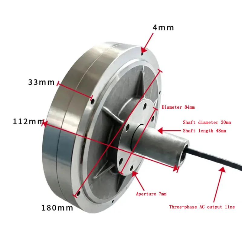 300W Low‑Speed Outer Rotor Coreless Disc‑Type Permanent Magnet Alternator 12V/24V DC Wind Hydro Power Generator