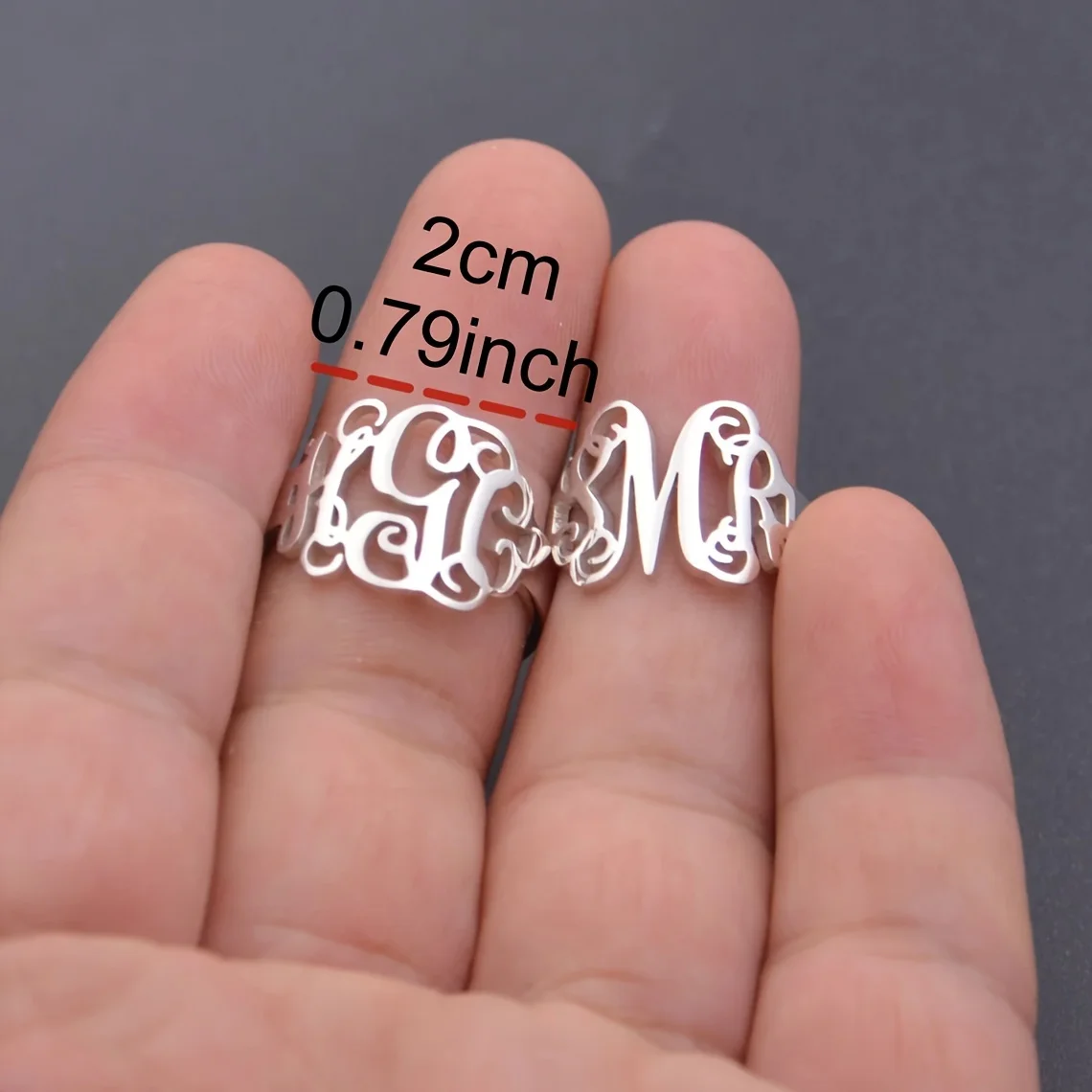 

Custom 3-Letter Initial Ring for Women Elegant Hip Hop Style 18K Golden Plated Stainless Steel Adjustable Open Ring Ideal Gift