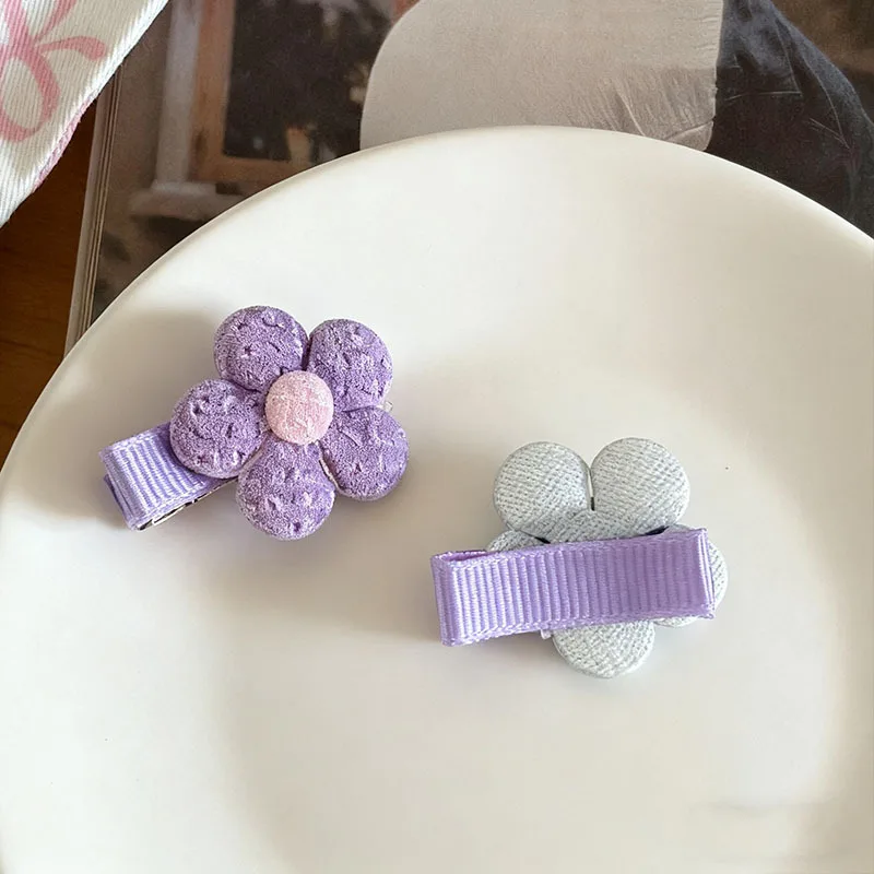 Handmade Fabric Flower Hair Clips Sweet Bow Design Women Side Barrettes Cute Broken Hair Decor Daily Hair Accessories 4