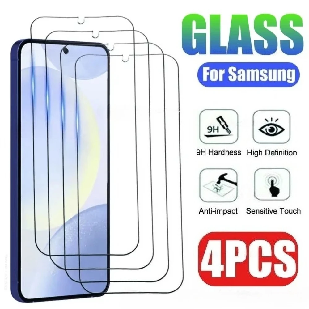 1-4Pcs HD Tempered Glass For Samsung A56 A57 A16 A37 A36 A55 A17 A26 A06 A07 S25 S26 Ultra S24 S23 Full Cover Screen Protector