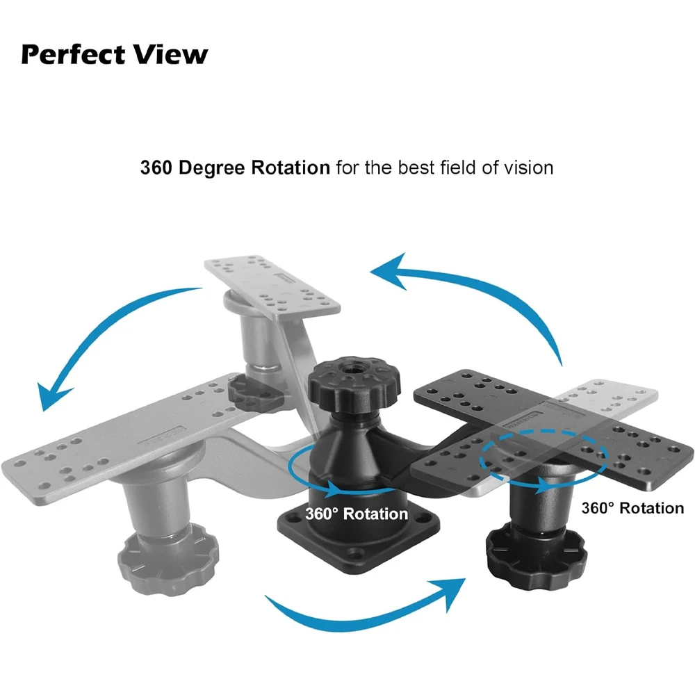 Aluminium Fish Finder & Chartplotter Mount, Reinforced Horizontal Swing Arm Marine Electronic Mount for 5