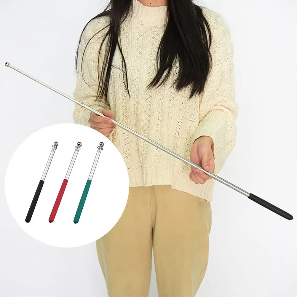3Pcs Professional Stainless Steel Telescopic Flagpoles Guide Flag Poles Anti Slip Handle Round Ball Top for Tourists Outdoor
