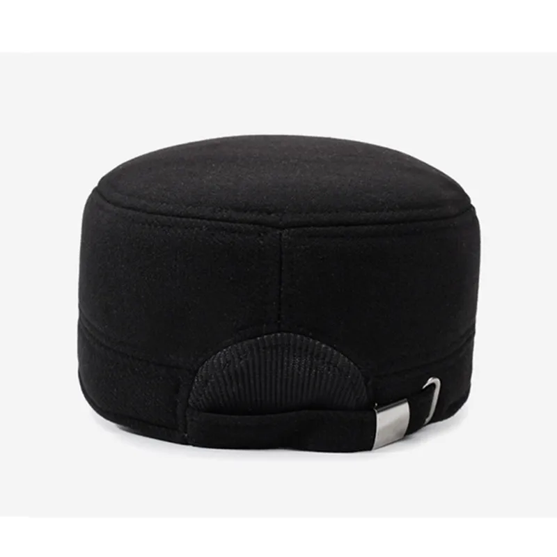 Topi Flat Musim Dingin Baru Untuk Pria Berlapis Bulu Tebal Hangat Topi Militer Anti Dingin Penutup Telinga Topi Golf Topi Katun Ayah