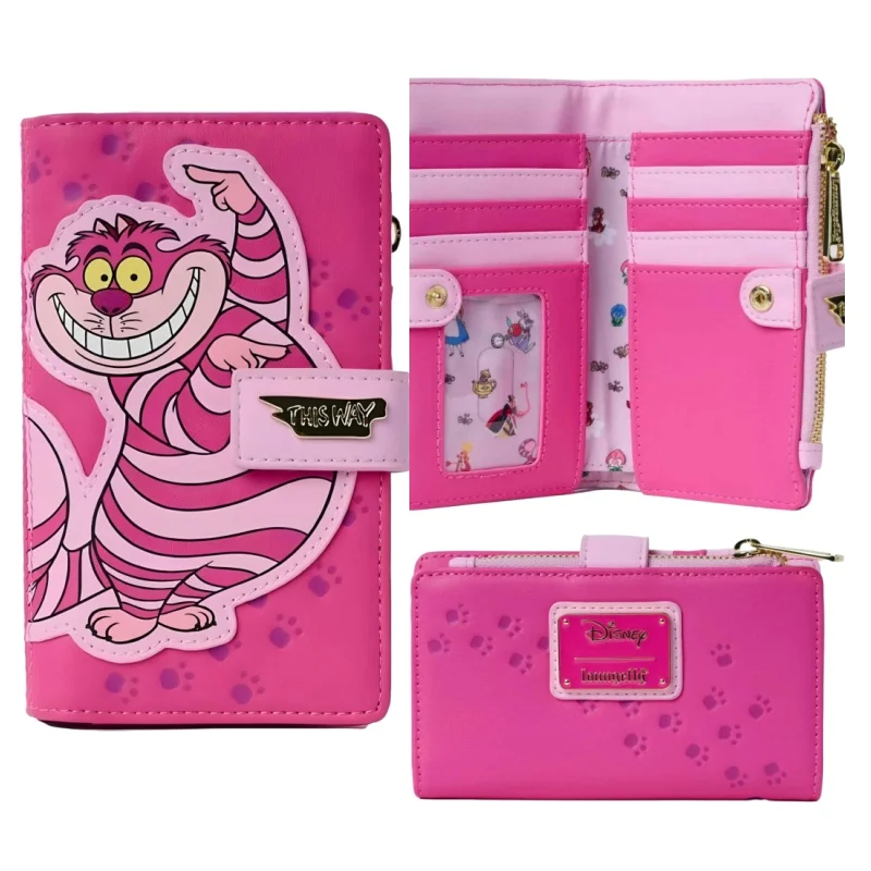 Loungefly Alice And The Cat Wallet Card Holder Coin Purse Pink Embossed Paw Print  For Women Student Wallet Anime Periphery Gift