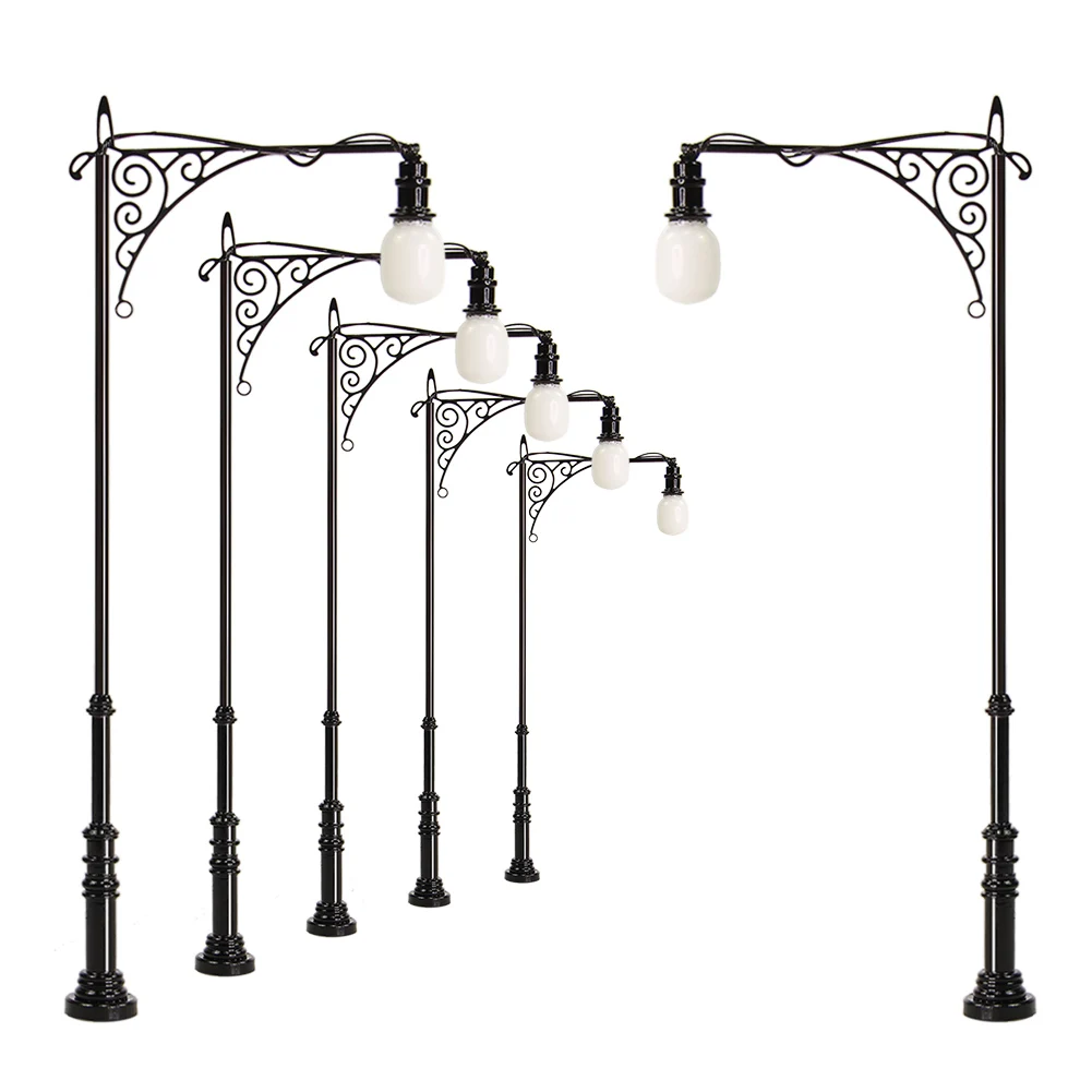 LQS73 Evemodel 5pcs HO مقياس N مقياس مصابيح خمر أضواء الشوارع البيضاء الدافئة المصابيح مصغرة #1