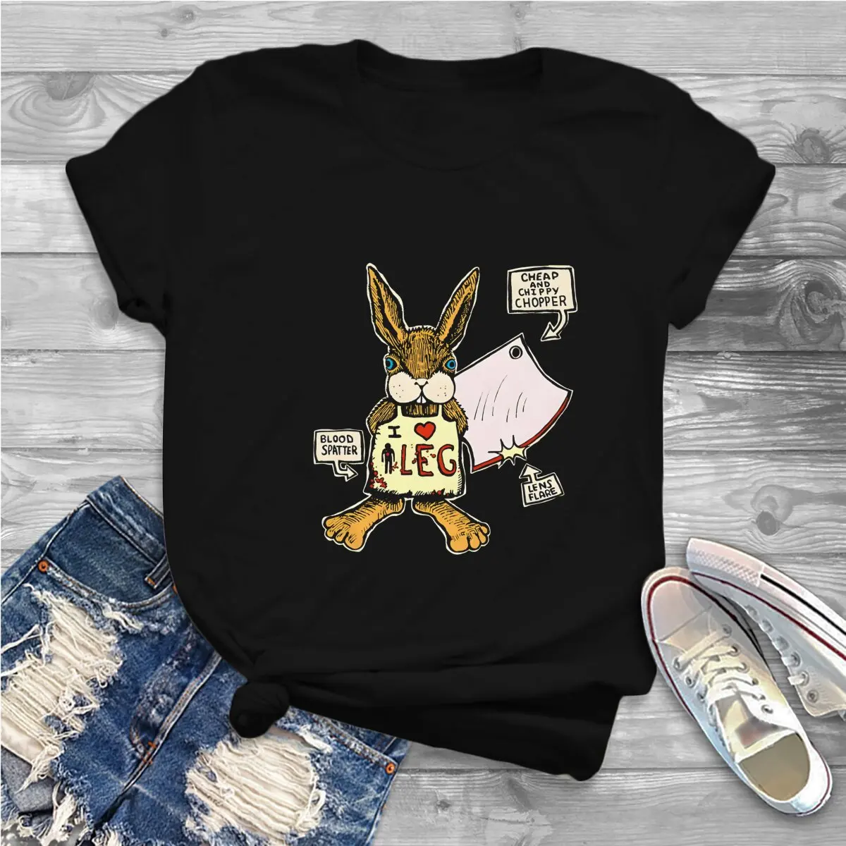 Rabbits Polyester TShirts Leg Cutting Distinctive Homme T Shirt Funny