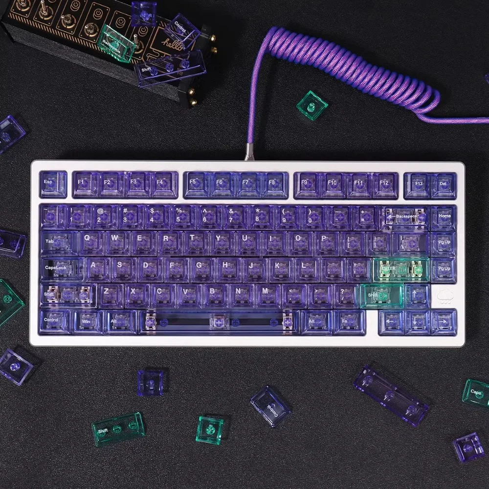 Imagem -05 - Echome-purple Cap Teclado Transparente Grupo Ametista Tema pc Custom Cereja Perfil Gaming Keycap para Teclado Mecânico