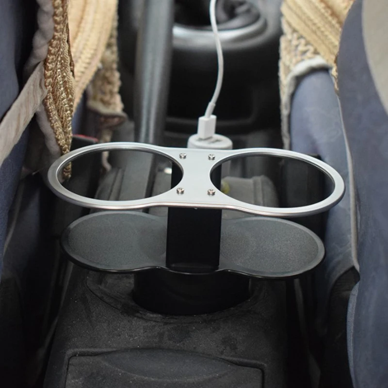 

Universal Double Hole Car Cup Holder Drinks Support Automotive Mount Holder Stand Car Bracket Drink Holder