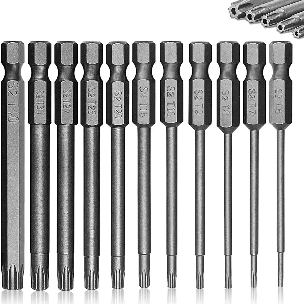 

11pcs 100mm Screwdriver Bit Set 1/4 Inch Hex Shank Magnetic Security Electric Screw Driver Set T6 T7 T8 T27 T40 Hand Tool