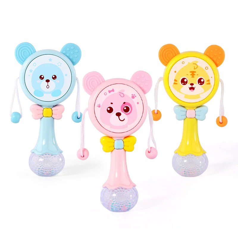 Baby Rattles Teether Rattle Toy Musical Flashing Hand Bells Rabbit Hand Bells Newborn Infant Early Educational Toys Gifts 0-12M