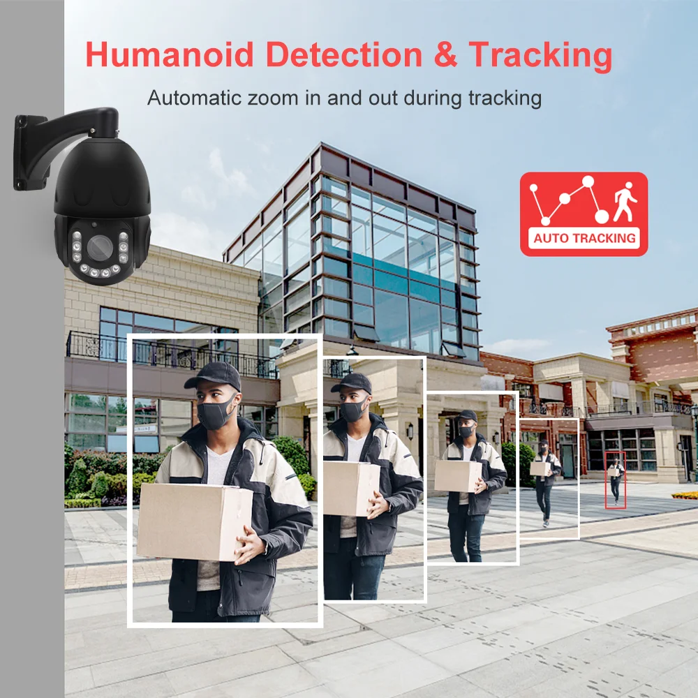 SONY Sensor PoE 5MP/8MP 4K Human Tracking Security PTZ Camera 120m IR Night Vision Support Onvif&Hikvision Protocol IP66 Outdoor