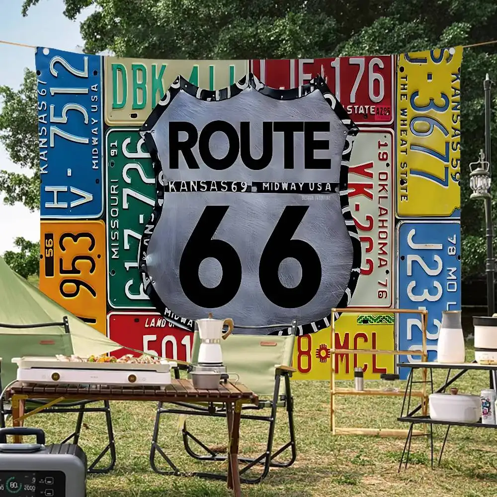 R-Route 66 Fashion Large Size Flags Printing Patterns Interesting Birthday Party Decorations Banner