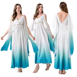 Greek Mythological Goddess Cosplay Halloween Carnival Gradient Sleeveless Long Skirt Adult Female Costume Outfits Dress Suit