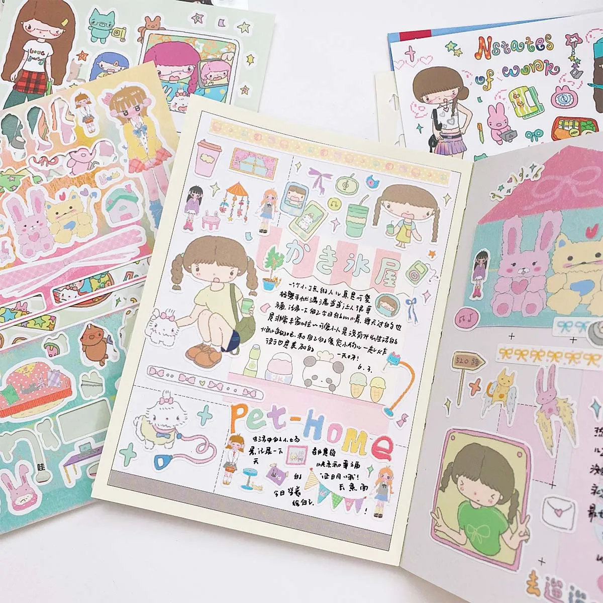 Scrapbook Stationery Character Sticker Korean Graffiti Girl Deco Sticker Set DIY Material Arts Crafts Album Journal Planner