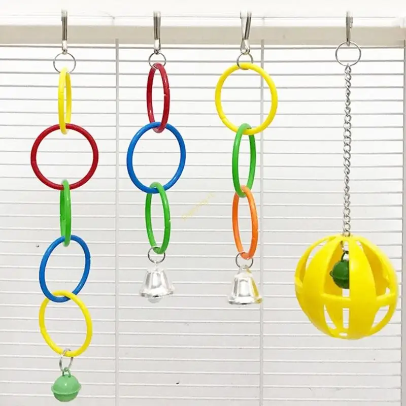 3 Pieces Interactive Rings Parrots Swing For Cage Enrichment Durable Swing Exercise Accessory