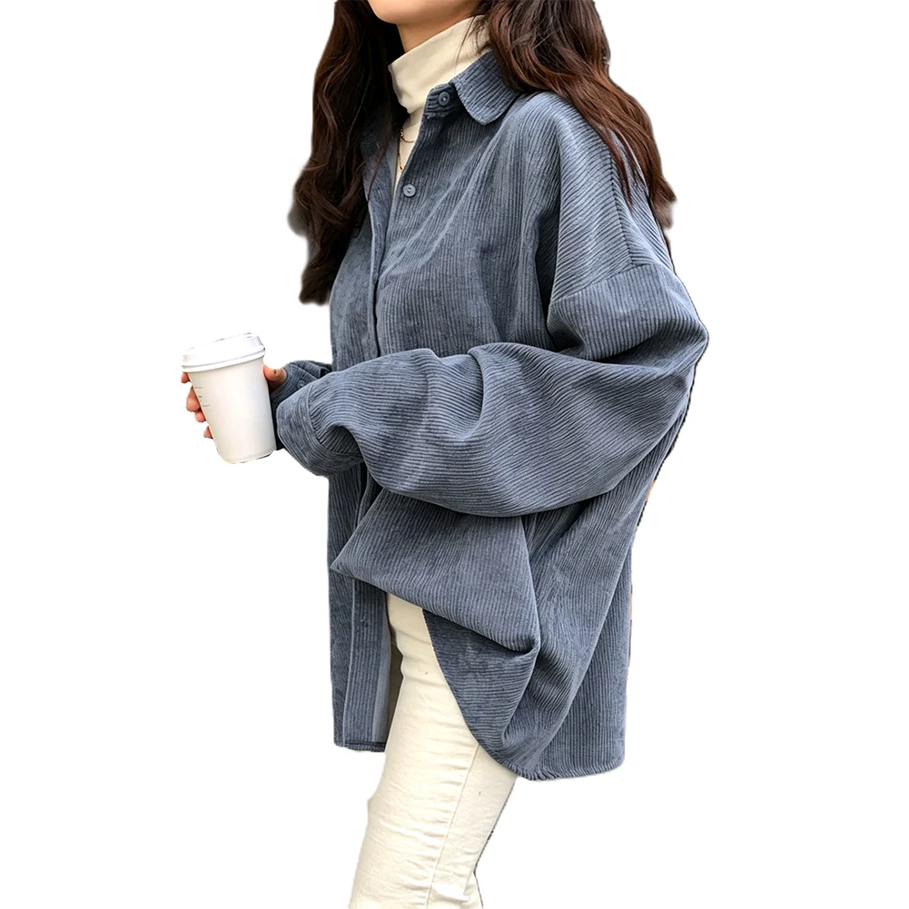 solid-color-womens-polyester-long-sleeve-loose-shirt-coat-with-lapel-collar-regular-length-for-leisure-and-travel