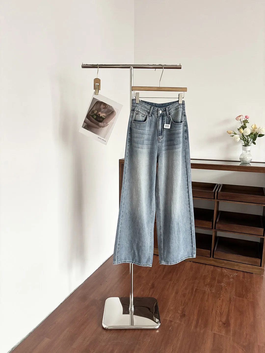 

Джинсы женские с высокой талией, широкие, свободного кроя, с эффектом похудения, в американском стиле, из денима с эффектом потертости, коллекция Весна-Лето 2026